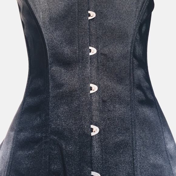 🖤 LAST ONE 🖤 BLACK SATIN GARTER CORSET - Picture 5 of 5